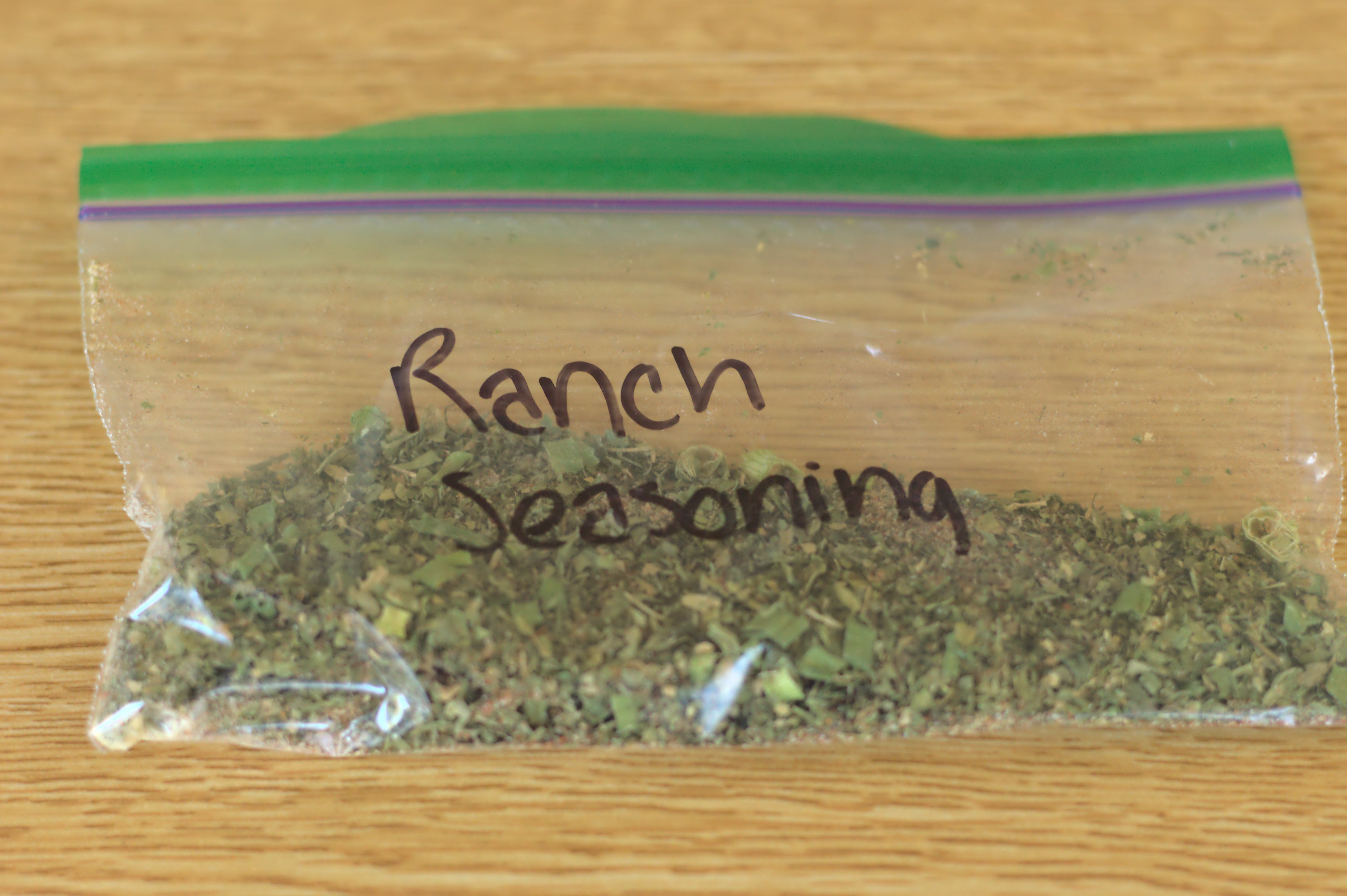 Homemade Ranch seasoning packet inside ziploc bag